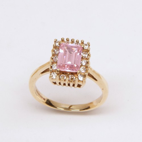 9ct Gold Pink/White CZ Ring